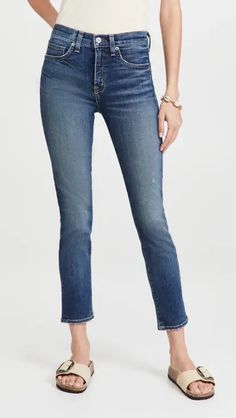 Nili Lotan Florence Jeans | Shopbop Fitted Blue Cropped Jeans For Fall, Fitted Cropped Jeans In Denim Blue With Straight Hem, Fitted Jeans With Straight Hem, Fitted Jeans With Pockets And Straight Hem, Fitted Medium Wash Cropped Jeans With Straight Hem, Mid-rise Fitted Cropped Jeans With Pockets, Fitted Mid-rise Cropped Jeans With Pockets, Fitted Jeans With Frayed Hem, Fitted Cropped Jeans For Fall