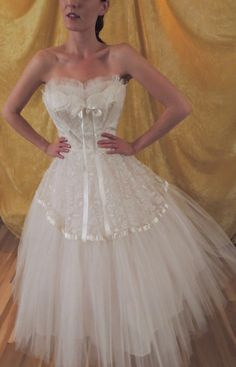 1950s Tulle Dress, 1950 Wedding Dress, Vintage Wedding Dress 1950s, 50 Style Dresses, 50s Prom Dresses, 1950s Prom Dress, Wedding Dresses 50s, Tule Rok, Full Tulle Skirt