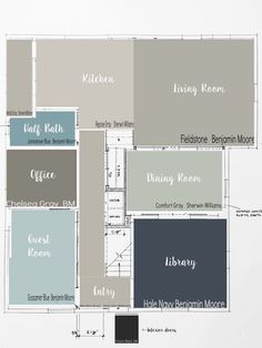 the floor plan for an apartment with several different colors and names on it's walls