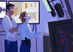 two people standing next to each other in front of a tv with the caption mom - art i love them