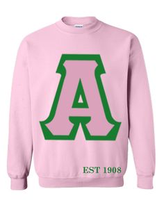 Alpha Kappa Alpha Chipmunk Sweater – Deference Clothing Inc. Pre-shrunk Cotton Throwback Sweatshirt, Collegiate Cotton Sweatshirt For Spring, Green Logo Print Sweatshirt For Spring, Fitted Green Cotton Sweatshirt, Pink Pre-shrunk Cotton Sweatshirt, Throwback Cotton Sweatshirt With Embroidered Logo, Spring Cotton Sweatshirt With Lettering, Green Collegiate Cotton Sweatshirt, Collegiate Green Cotton Sweatshirt