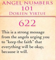 an angel number is written on the back of a card that says,'this is a strong message from the angels urging you to keep the faith that everything will be okay, because it will be okay, because