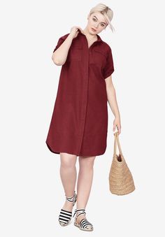 Made from lightweight & airy linen, this vacay-ready shirt dress is must-have. Complete your look with espadrilles & a straw bag. Straight silhouetteRounded Linen Shirtdress, Vintage Lilac, Button Front Dress, Swimsuits For All, Dress Shirts For Women, Button Dress, Shirtdress, Dress Suits, Pomegranate