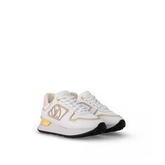 LOUIS VUITTON® - Neo Run Away Sneaker - White Designer Sneakers Women, Kash Doll, Sneakers Women, Louis Vuitton Official, Gold Heels, Aesthetic Grunge, Sneaker Collection, Designer Sneakers, Jordan Retro