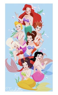 the little mermaids are all dressed up in their bathing suits