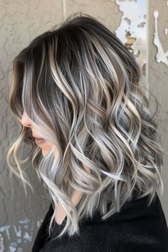 Embrace your silvers with these 58 stunning gray blending ideas for brown hair. From subtle ash blonde highlights to light brown lowlights and silver money pieces, you'll find a ton of ideas for blending gray hair with highlights. Click to see all of them now and save your favorites! Light Brown Grey Hair, Blonde Highlights Shoulder Length Hair, Medium Brown Hair With Silver Highlights, Frosted Highlights, Brown Hair Going Grey, Brown Hair With Silver Highlights, Natural Dark Hair