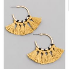 Brand New Mini Hoop Mustard And Gold Fringe Earrings. Measurements Posted In Pic #2. Also Available In Other Colors Check Other Listings. Yellow Hoop Earrings For Spring, Yellow Hoop Earrings For Pierced Ears, Bohemian Yellow Hoop Earrings, Yellow Bohemian Hoop Earrings For Beach, Bohemian Yellow Hoop Earrings For Beach, Yellow Small Hoop Earrings For Summer, Yellow Hoop Earrings For Summer Beach, Fringe Hoop Earrings, Gold Fringe