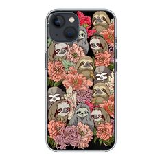 a phone case with slots and flowers on the front, featuring an image of two slot