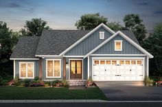 this is an artist's rendering of a two - story house with garages