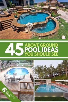 the front cover of a magazine with an above ground pool