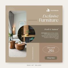 a flyer for furniture store with an image of a living room