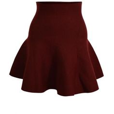 Flared Knit Skirt - Burgundy ($72) ❤ liked on Polyvore featuring skirts, flare skirt, burgundy skirt, red knit skirt, red flared skirt and knit skirt Dark Red Skirt, Skirt Knit, Burgundy Skirt, Red Flare, Red Skirt, Hem Skirt, Red Skirts, Flared Skirt, Knee Length Skirt