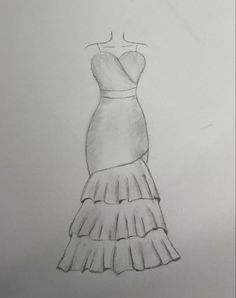 a drawing of a dress on a mannequin's neckline and skirt