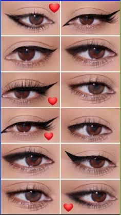 Types Of Eyeliner Style, Eyeliner Tricks For Beginners, Eyeliner Types, Cat Eye Eyeliner, Membentuk Alis, How To Do Eyeliner, Drugstore Makeup Tutorial, Mekap Mata, Winged Eyeliner Tutorial