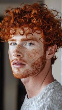 Curly Ginger Hair Men, Unique Faces Men, Male Portrait Art, Curly Hairstyles For Guys, Beard Inspiration, Curly Ginger Hair, Male Curly Hairstyles, Hairstyles For Guys