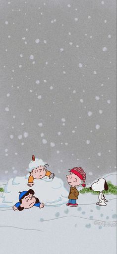 charlie brown and his friends playing in the snow