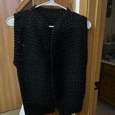 Basic Black Color. Never Worn. Crochet Sweater Vest, Vintage Crochet, Crochet Sweater, Sweater Vest, Black Color, Womens Tops, Crochet, Women Shopping, Black