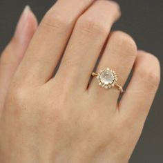 Delicate Moonstone Ring With Rose Cut Diamonds, Delicate Rings With Rose Cut Diamonds, Delicate Diamond Crystal Ring With Gemstone, Delicate Moonstone Diamond Ring, Dainty Cluster Ring With Gemstone, Delicate Cluster Ring With Rose Cut Diamonds, Delicate Rose Cut Diamond Cluster Ring, Round Jade Jewelry For Wedding, Wedding Rings With Jade Gemstones