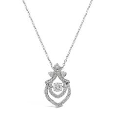 Metal: 14K White Gold Gemstones: 0.90 Cts. Diamond Dancing Diamond Pendant, Dancing Diamond, Crown Royal, Diamond Pendant, Silver Necklace, White Gold, Crown, Gemstones, Chain