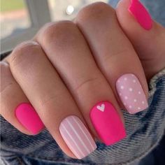 Super Cute And Stylish Ships In 5-10 Business Days Barbie Pink Nails, Valentine Nails, Colorful Nails, Her Nails, Cute Gel Nails, Dipped Nails, Nail Arts, Valentine's Day Nails