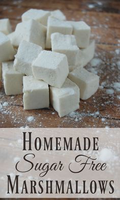 homemade sugar free marshmallows on a wooden table