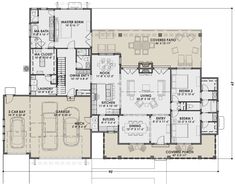 the floor plan for a home with two car garages and an attached living area