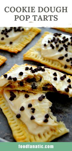 chocolate chip cookie dough pop tarts on a baking sheet