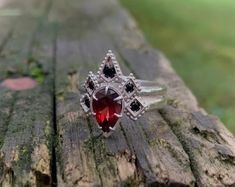 Carmilla Vampire Styled Ring in Sterling Silver Made With Red - Etsy Gothic Red Ruby Promise Ring, Gothic Ruby Promise Ring, Castlevania Carmilla, Different Shades Of Burgundy, Vampire Jewelry, Shades Of Burgundy, Garnet Gem, Vintage Style Rings, Black Spinel