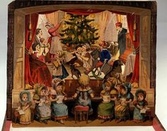 an old fashioned christmas card with children around it