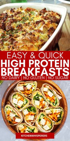 easy and quick high protein breakfasts no dairy, no gluen in sugar