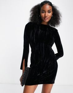 & Other Stories crushed velvet mini dress in black | ASOS Free Makeup Samples, Crushed Velvet Dress, Velvet Mini Dress, Mini Velvet Dress, Crushed Velvet, Winter Dresses, Velvet Dress, Dress Details, Mini Black Dress