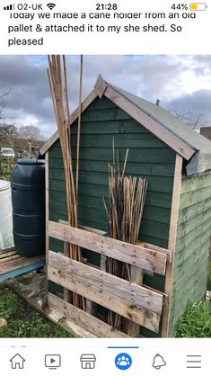 an old shed is being used as a planter