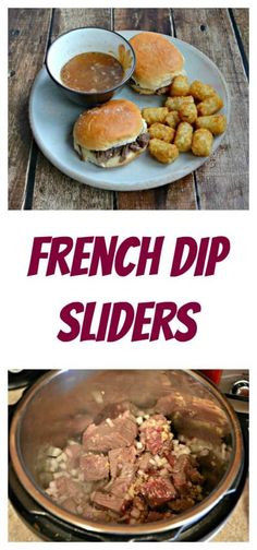 the french dip sliders are ready to be eaten