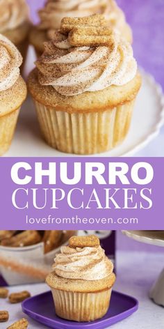 cupcakes with cinnamon frosting and sugar on top