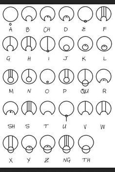 an alphabet with numbers and symbols in it