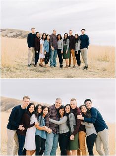 a group of people standing next to each other in a field