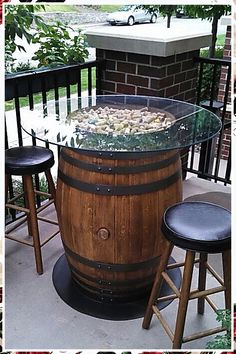 Outdoor Tables And Chairs - HurryDon't miss out these amazing products from Amazon.com Outdoor Bar Height Table, Barrel Projects, Cellar Design, Barrel Furniture, Outdoor Tables And Chairs