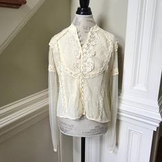 Nwt Anthropologie Letmebe Harper Blouse Top Womens Xs Ecru Long Sleeve Lace New Brand New With The Tags Women's Harper Lace Blouse / Shirt Letmebe Anthropolgie Size: Xs Armpit To Armpit - 18" Length (Center Neck On Back To Bottom) - 22" Ecru Color Long Sleeve Lace Button Front Placket Popover Style Elastic Banded Cuffs Timeless & Versatile Brand New With The Tags, Women's Letmebe Harper Blouse In A Size Xs. Neutral Ecru Color - Easily Transitions From The Office To A Night Out On The Town. Origi Ecru Color, Lace Button, Anthropologie Top, Blouse Shirt, Lace Blouse, Blouse Top, Long Sleeve Lace, Night Out, Anthropologie