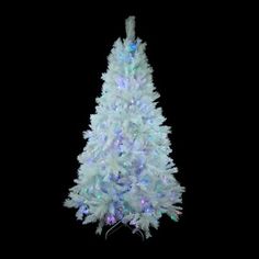 a white christmas tree with multicolored lights