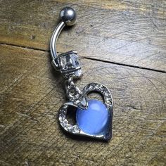 Brand New Surgical Steel Still In Package Trendy Blue Jewelry With Heart Charm, Adjustable Blue Jewelry For Valentine's Day, Trendy Blue Heart-shaped Jewelry, Nickel-free Blue Jewelry For Valentine's Day, Nickel-free Blue Heart-shaped Jewelry, Button Rings, Belly Ring, Ring Color, Belly Rings