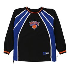 Vintage black Age 12, New York Knicks Adidas Sweatshirt - boys medium Black Long Sleeve Sweatshirt For Game Day, Black Tops With Ribbed Cuffs For Game Day, Throwback Long Sleeve T-shirt For Sports Events, Throwback Long Sleeve Tops With Team Logo, Throwback Long Sleeve T-shirt For College, Black Collegiate Sweatshirt For Sports Season, Black College Throwback Tops, Black Throwback College Top, Throwback Long Sleeve Tops For Game Day