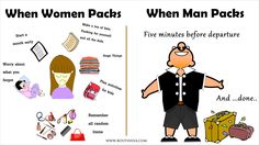 two pictures with different types of women and men