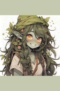 #CuteAnimeGirls #KawaiiArt #AdorableWallpapers #AnimeAesthetics #CharmingCharacters #ai #anime #Fantasy #Fantasycaracter🌸🎀📸 Cute Goblin Girl, Cute Goblin, Goblin Girl, Drawing Painting, Tech Design, Digital Products, Green, Hair