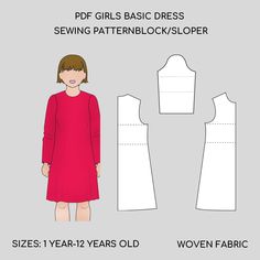 Pdf Girls Dress Sewing Pattern Block/sloper, Basic Girls Dress Pattern, T-shirt Dress Pattern, Girls A line Dress Pattern, Children Pattern Pdf Are you a self-taught sewer or a professional fashion designer? Fashion student or graduate, crafter, seamstress, tailor, or pattern maker? Do you create patterns for fun or professional? Then this is for you! It is a Kids Printable Pdf Sewing Patterns Block (Sloper) for woven fabrics It is a TOOL (Basic Template), to work with and develop into a variety A Line Dress Pattern, Girls Dress Pattern, Fashion Student, Shirt Dress Pattern, Basic Girl, Girl Dress Pattern, Girls Dress Sewing Patterns, Pattern Maker, La Girl