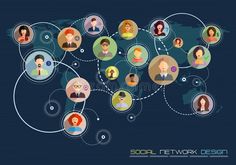 the social network is connected with many people in circles on a dark blue background royalty illustration