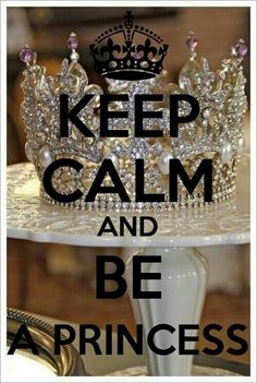 there is a cake with a crown on it and the words keep calm and be princess