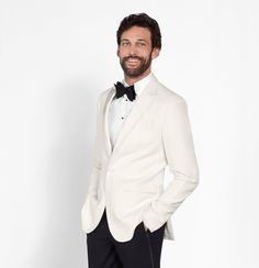 White Dinner Jacket Tuxedo | The Black Tux White Dinner Jacket, White Tuxedo Jacket, Suit Prom, Groom Tux, White Dinner, Groom Tuxedo, White Tuxedo, Cream Jacket, Black Tux