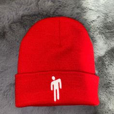 Brand New Red Billie Eilish Beanie Super Cute Never Worn Same Day Shipping Red Beanie For Streetwear, Casual Red Winter Beanie, Red Casual Beanie For Streetwear, Red Cotton Winter Beanie, Red Casual Winter Hat, Casual Red Winter Hat, Trendy Red Beanie Hat, Red Beanie For Fall, One Size Fits Most, Red Cotton Hat For Fall