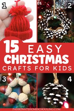 christmas crafts for kids that are easy to make and great for the holiday season, including pine