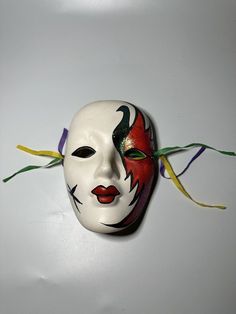 Porcelain Mardi Gras Mask - White Red Black Good Condition Porcelain Mask, Mask White, Mardi Gras Mask, Winter Garden, Fine Art Ceramics, Mardi Gras, Gift Shop, Etsy App, Selling On Etsy